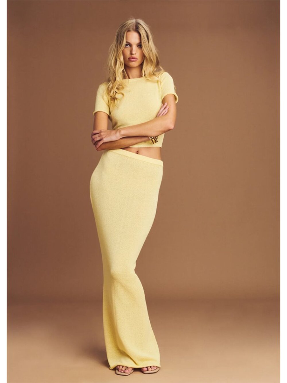 SER.O.YA Kora Knit Maxi Skirt in Butter Yellow Medium - Picture 8 of 8